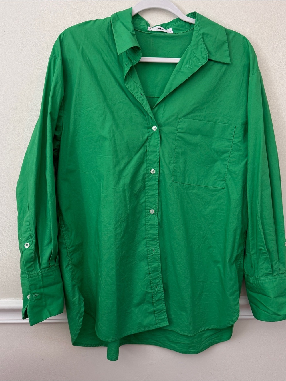 Mango Cotton Green Button-Up Shirt size S/4